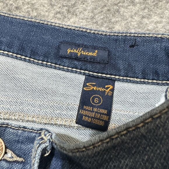 Seven7 Girlfriend Women's Cropped Jeans Size 6 Blue Medium Wash Denim - Picture 10 of 11